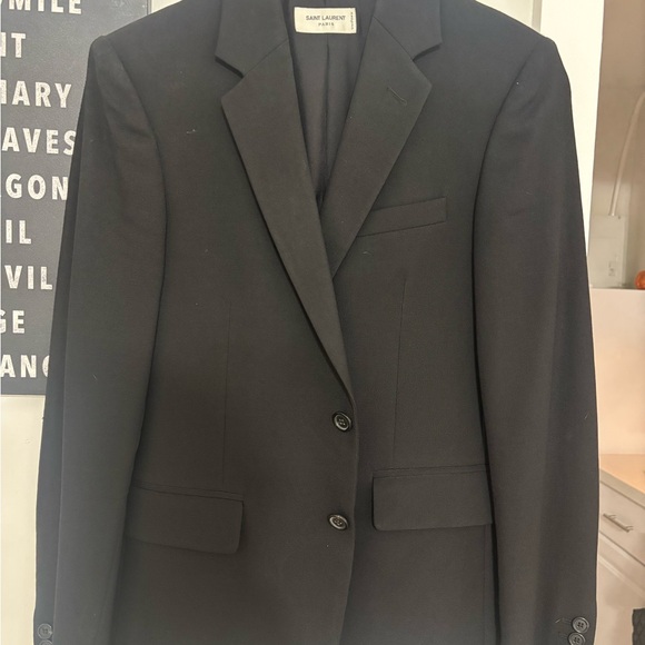 Saint Laurent Black Sport Coat with Notched Lapels